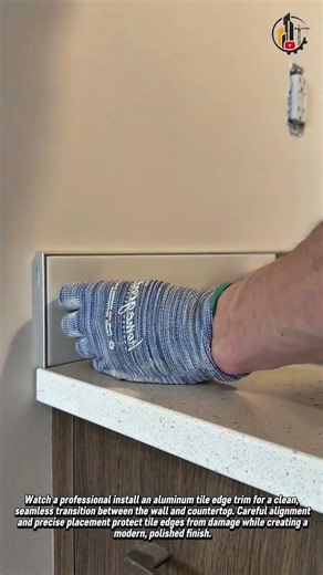 Perfect Tile Edge Trim Installation ✨🔧 #Construction #Tiling