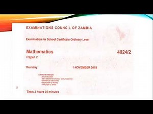 GRADE 12 AND GCE MATH QUESTIONING TECHNIQUES ECZ
