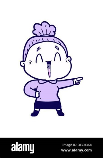 neon light effect animation of cartoon happy old lady Stock Video Footage - Alamy