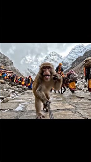 Dhoom Kedarnath pouch gaya 👍#monkeyvideo #aivideo #animalvlog #shorts #viral