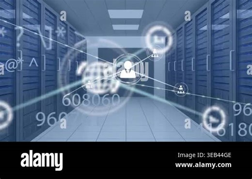 Animation of networks of connections and data processing over computer servers. Global connections, business, finance, computing and data processing concept digitally generated video Stock Video Footage - Alamy