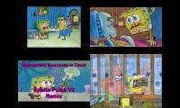 Mix of 4 videos from youtube : Spongebob Sparta Pulse Remix Quadparison