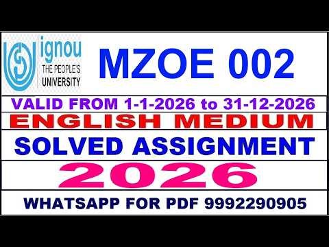 MZOE 002 solved assignment 2026 in English || mzoe 002 solved assignment 2026 || ignou mzoe002 2026