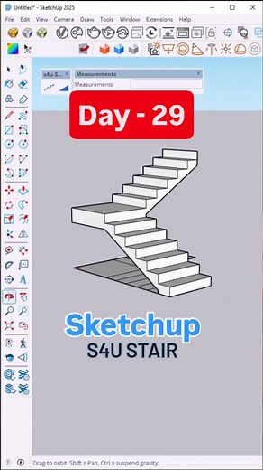 Day - 29, 🪜✨ Want to create stairs in SketchUp quickly? With the S4U Stair Extension, you can generate different types of stairs — straight, L-type, U-type & more — in just a few clicks 🚀 🎯 A must-have tool for architects, interior designers & 3D modelers to save time & get accurate results. 👉 Save this reel & try S4U Stair in your next SketchUp project 👉 Follow @deepakvermacadsoftwares for daily SketchUp, AutoCAD & 3ds Max tips 📞 For Personal Training Classes: 9034848222 | 9871966774 🌐 W
