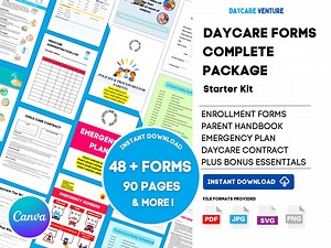 Daycare Forms Complete Package , Daycare Forms, Daycare Handbook, Daycare Policies, Daycare, Starting a Daycare,printables, Emergency Plan - Etsy