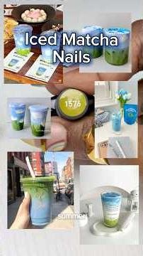 if iced matcha was a nail set…🫐🥛✨ #nails #gelnails #nailinspo #nailart #diynails #shorts