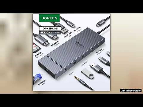 UGREEN USB HUB 4K120Hz DP TypeC to 4K60Hz 2xHDMI SDTF RJ45 35mm USB32 Gen2 10Gbps Data for Laptop