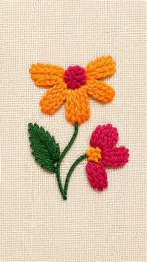Colorful Floral Embroidery Tutorial ✨ | Simple Needlework Ideas #Shorts#trending #youtubeshorts