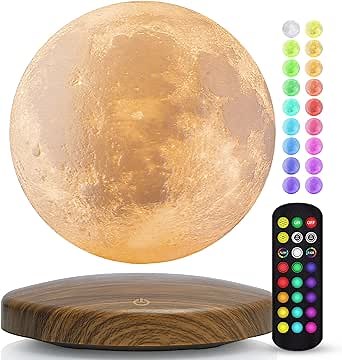 DTOETKD Floating Moon Lamp, Magnetic Levitating Moon Lamp 18 Colors 5.9inch Spinning 3D Night Light with Remote & Magnetic Base, Room Decor Moon Light, Birthday Christmas Gifts for Kids - Amazon.com