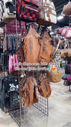 Saddle up in style! Our leather kids chaps are perfect for little cowboys and cowgirls ready to take on any adventure. 🐴✨ Western-linens.com | Western Linens