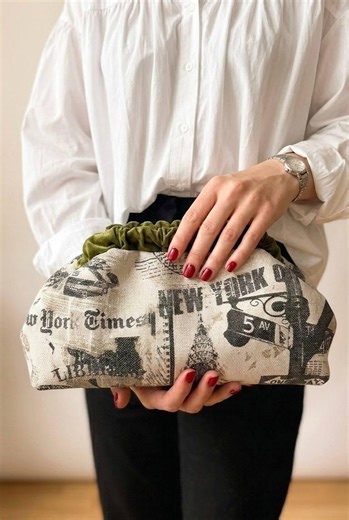 New York Newspaper Print Clutch Bag, Vintage Linen Handheld Evening Purse - Etsy