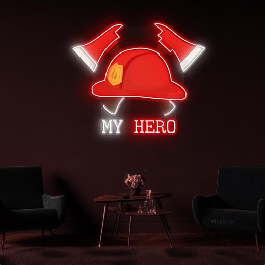 My Hero Firefighter LED Neon Sign for Rescue Room Wall Decor, Fire Department Art - Etsy Australia