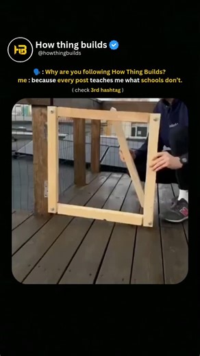 How Thing Builds on Instagram: "Ever noticed how so many structures — from bridges to rooftops — are built using triangles? 😮✨ This video shows exactly why: when a square frame wobbles and collapses, adding just one diagonal support instantly locks it into place. That single brace creates a triangle, and triangles don’t bend, twist, or shift under pressure. They’re naturally rigid — that’s why engineers rely on them everywhere. This principle is called triangulation, and it’s the secret behind 