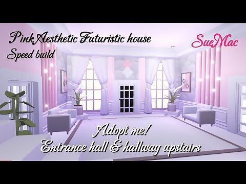 🌸 Aesthetic Futuristic House - Entrance hall and hallway upstairs | Adopt me | Speed build