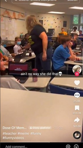 teacher throws student's phone tiktok meme