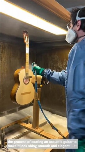 the process of coating an acoustic guitar to make it look shiny, smooth and elegant....!!!