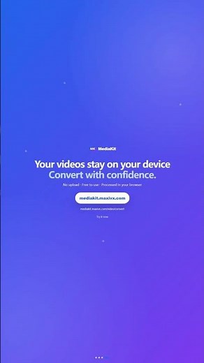 Convert Videos Online for Free | MP4, WebM, MKV & MOV — MediaKit #VideoConverter #VideoTools
