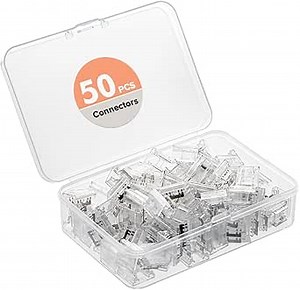 BTF-LIGHTING FCOB COB 50pcs 10mm 0.39in Transparent Connector Support FCOB 10mm Width 2 pin v+ v- Single Color LED Strip Corner Connection Only Adapted for 20AWG Wire(No Wires in The Packaging)