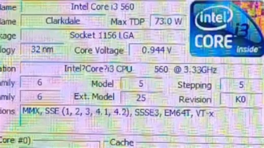 INTEL CORE I3 560处理器默频状态下性能参数和CPU-Z测试得分！感谢粉丝 “gtxtitanzsli”提供测试视频！