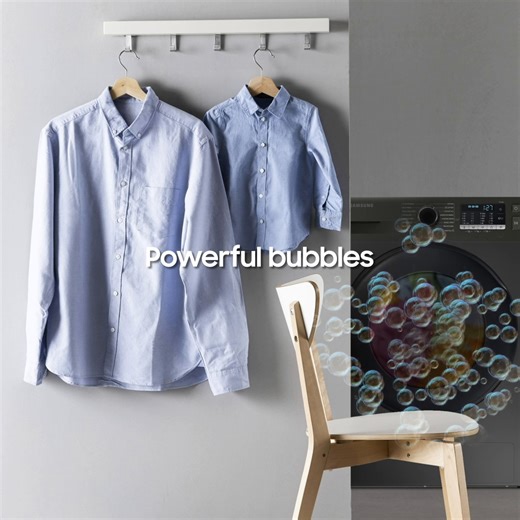 Every wash with the Eco bubble function turns detergent into powerful bubbles for cleaner clothes while reducing your energy bills. Learn More:http://spr.ly/6189uwBQJ | Samsung