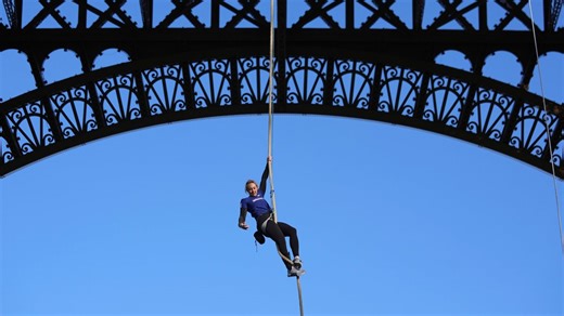 French woman breaks rope climbing world record at Eiffel Tower