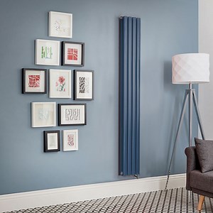 Milano Aruba Electric - Deep Sea Blue Vertical Designer Radiator - Choice of Size, Thermostat and Cable Cover