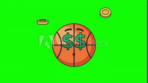 basketball cartoon with money face, emoji emoticon animation