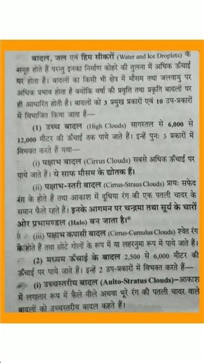 Most important Topic "Types of clouds" For Ugc Net Environment Science