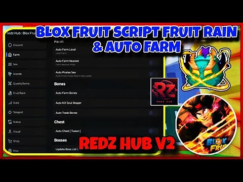 Roblox Script Blox Fruit Mobile REDZ HUB V2 FIX 🔴 FRUIT RAIN,AUTO FARM,RAID,ESP,DOJO | Fluxus Delta