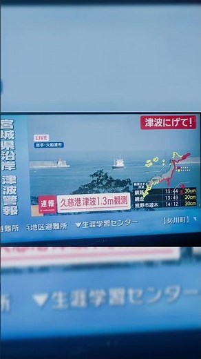 REAL TSUNAMI FOOTAGE in JAPAN 🌊 | 1.3m Wave Caught on NHK Live 🚨 #Shorts