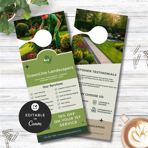 Landscaping Door Hanger Flyer Template Lawn Care Services Editable Canva Design Local Yard Maintenance Marketing Handout Instant Download - Etsy