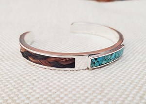 Horse Hair Keepsake Cuff Bracelet With Inlay Turquoise and 925 Sterling Silver, Can Be Made With Your Horse's Hair or Our Horsehair - Etsy