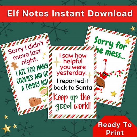 Elf Notes Printable Christmas Digital Instant Download Message From Elf 2x3 Small Size Note From Elves Quick Ideas Elf Stationary - Etsy
