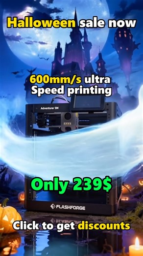 👻Halloween Carnival is here! 😈Print spookily and get more surprises! 📆From October 24th to 31st, the AD5M is as low as $239 🌪️ A terrifying 600mm/s speed – print spooky decorations in bulk 🎃 Sturdy CoreXY structure – no tremors at high speeds, ensuring every piece comes out perfectly ☠️This Halloween, let the AD5M accompany you in printing spooky creations! 🛒This limited-time offer, don't miss out! Start printing now! 👉https://reurl.cc/EQq7LA | Flashforge