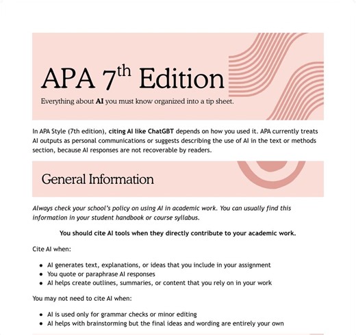 AI Citation APA 7th Edition Cheat Sheet: Printable Academic Guide (PDF Download) - Etsy