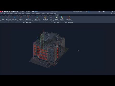 VEGA - Drawing the building facade, extended elevations of walls etc. by Point cloud in AutoCAD.