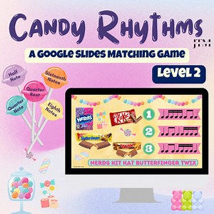 Candy Rhythms Level 2: Matching Game for Google Slides (Elementary Music)