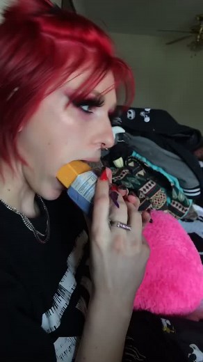 Woman Eating Cheese Block