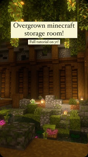 Capuchinbird • Minecraft builds and inspiration! on Instagram: "Do you need a storage room? The overgrown storage room tutorial is finally here! This video took me so long to make but it turned out really well :3 If you want to build this in your minecraft world go check out the full tutorial video on my yt capuchinbird! Leave a 🪷 in the video comments if you go watch it hehe ☕️ Follow for more minecraft tutorials and building ideas 🤍 Save for the next 2 week minecraft phase ;D"