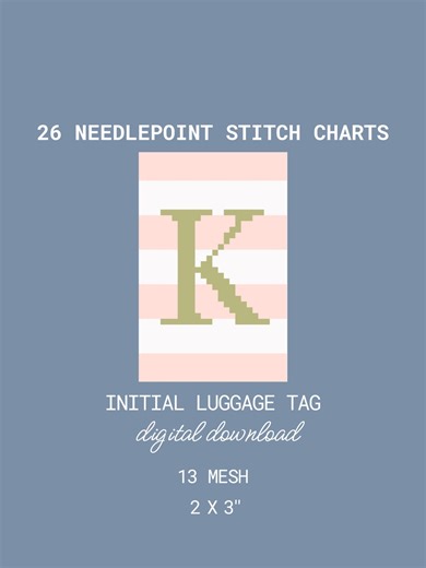 26 Initial Luggage Tag Needlepoint Charts – Full Alphabet Letters Set A-Z (digital Pattern Download) – 13 Mesh - Etsy