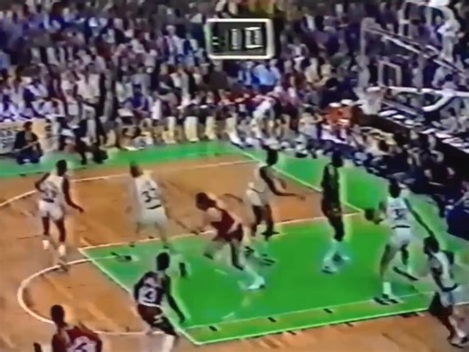 May 7, 1981: Houston’s Moses Malone dunks on Boston’s Kevin McHale just before halftime in Game 2 of the NBA Finals.Malone had 31 PTS/15 REB for the Rockets in a 92-90 win that tied the series at 1-1. Larry Bird had 19 PTS/21 REB/5 STL for the Celtics.