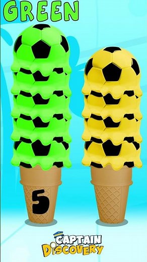 Learn Colors with Yummy Soccer Ice Cream Scoops 🍧 #shorts #kidseducation #captaindiscovery