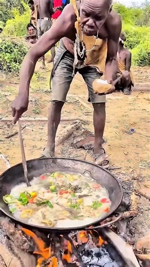 Traditional Survival Cooking by an African Elder.#shortvideo #villagelife