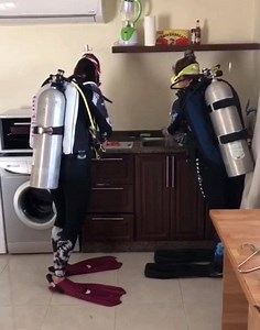 2.6K views · 89 reactions | When scuba is cancelled for 14 days but you refuse to get out of your gear 隆‍♀️ Let's keep eachother entertained ladies! Let's see how you and your scuba gear are adapting to quarantine life on land! Post your pictures and videos in the comments below, we'll be sharing them on our GTS Instagram over the next few days! | Girls that Scuba | Facebook