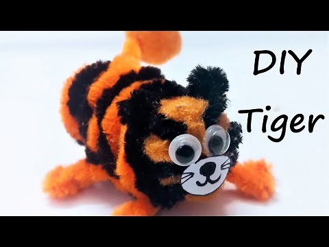 DIY Crafts | How to make a Tiger using pipe cleaners & pompoms | How to make a tiger | Tutorial