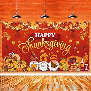 Happy Thanksgiving Banner,Large 71"X45" Fall Party Thanksgiving Backdrop Banner Decorations Turkey Maple Leaf Pumpkin Happy Fall Y'All Decor Autumn Harvest Festival Party Supplie