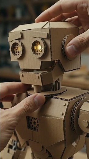 AI Builds an Amazing Cardboard Robot 🤖 | Satisfying DIY Build #shorts