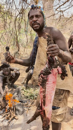 Hadzabe tribe Eating porcupine food #africa #culture #wildlife