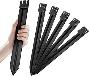 6Pcs Black Metal Landscape Edging Stakes, 10In Garden Stakes Landscape Anchoring Spikes for Terrace Board/Landscape Edging Coil/Grass Barrier/Bender Board