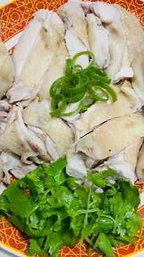 Tender healthy white poached chicken with garlic umami sauce.